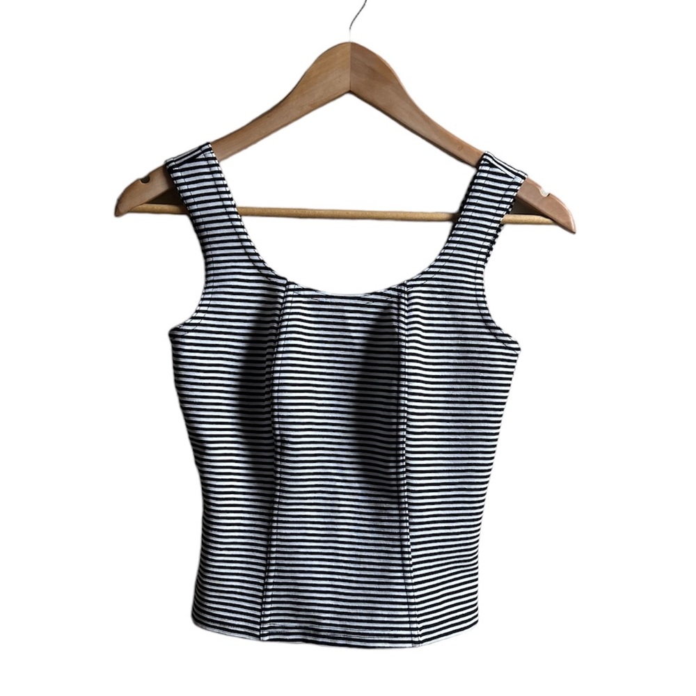 Vintage Creative Design Works Black White Stripes Tank Top Small